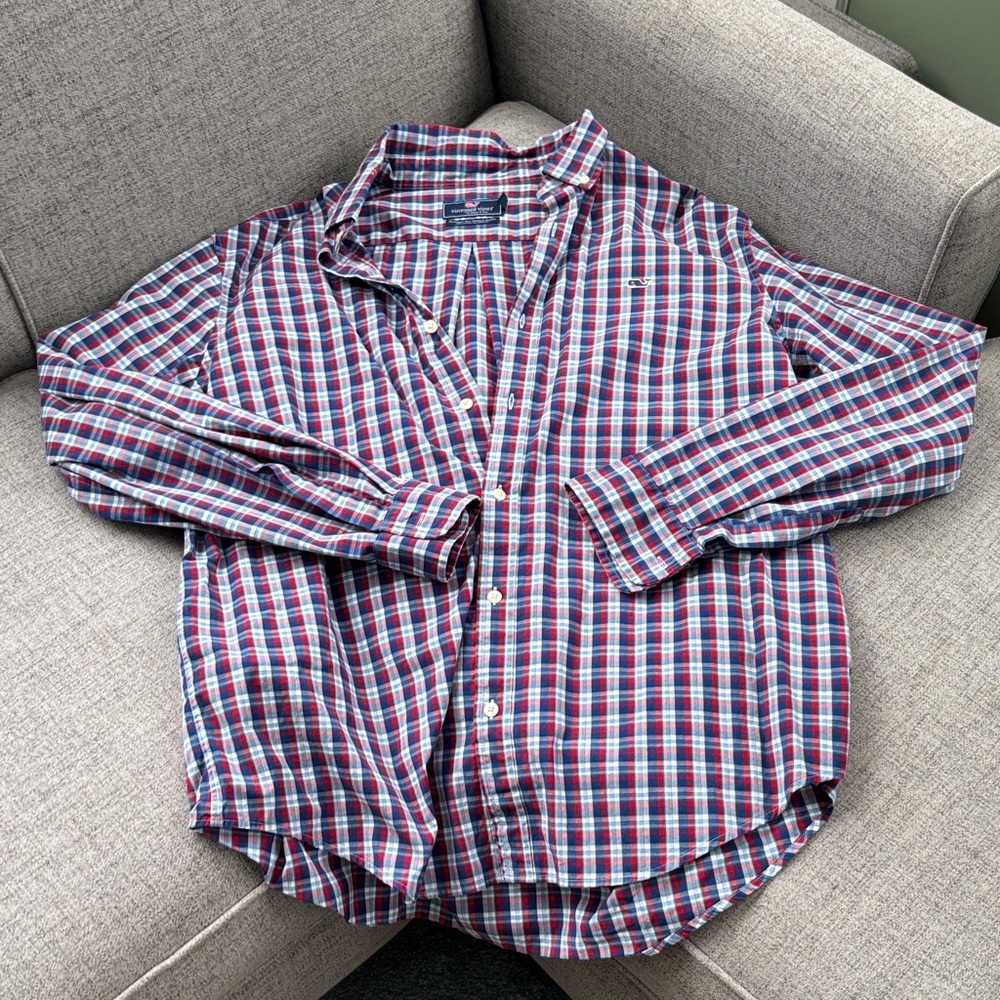 Vineyard Vines Kids Plaid Shirt - Red, Blue, and White